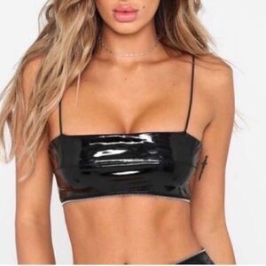 I.AM.GIA Isla Top Pleather Black Crop Top Medium